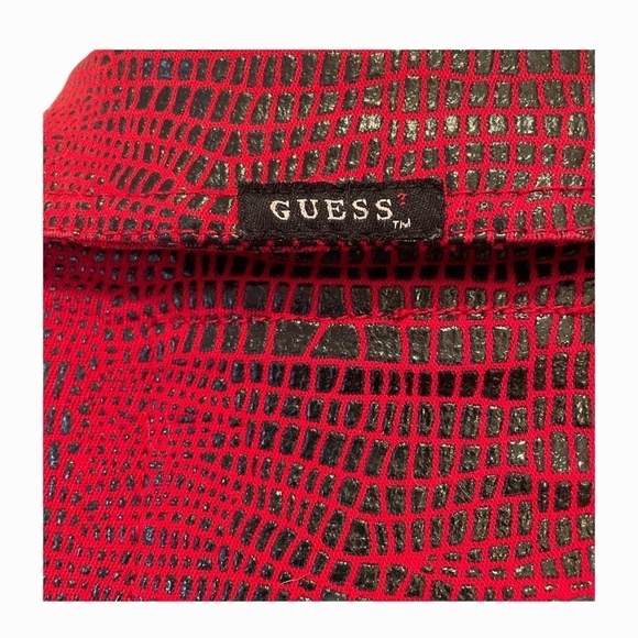 Guess  Ladies Red and Black Premium Denim Jacket - Picture 4 of 10